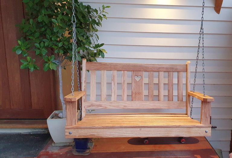 Handmade swinging bench