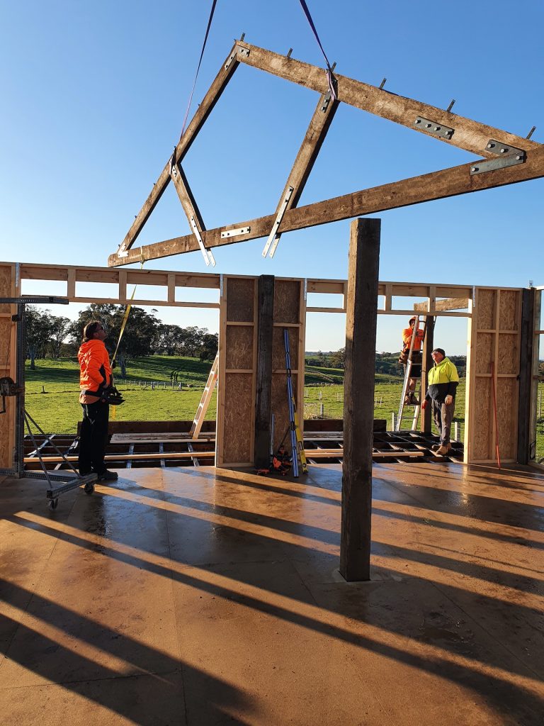 Feature trusses going up. 