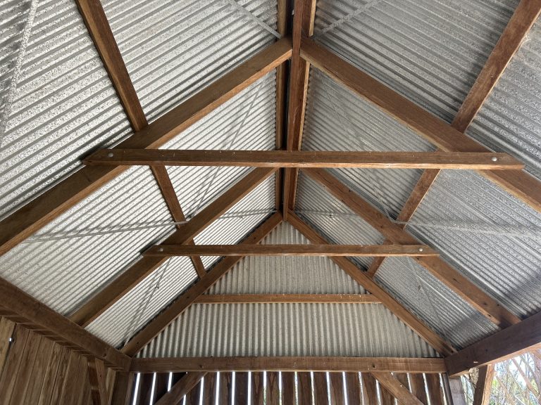 Recycled ironbark roof frame with heritage galve