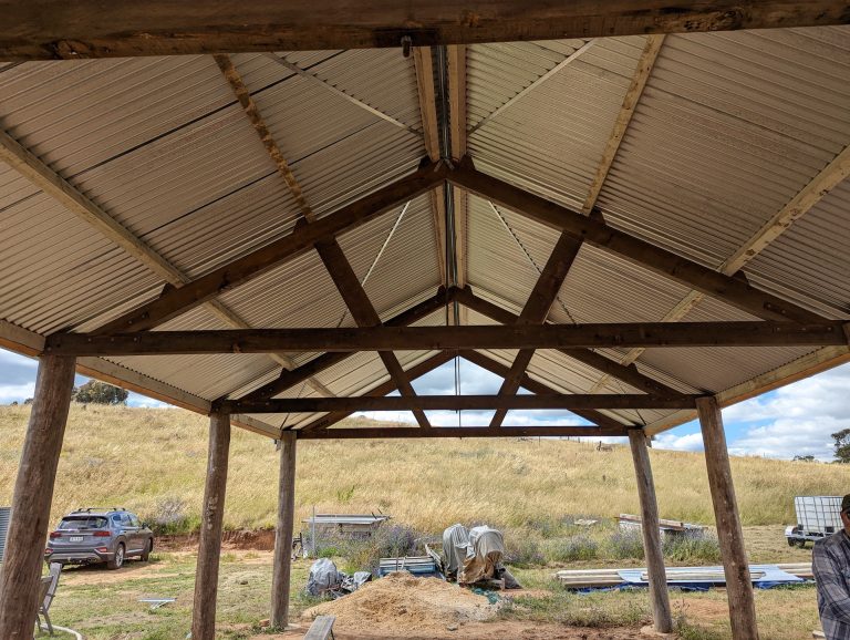 19th century style trusses on a pole frame