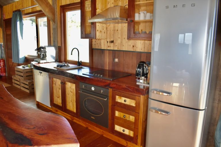 Recycled timber kitchen, recycled timber wall