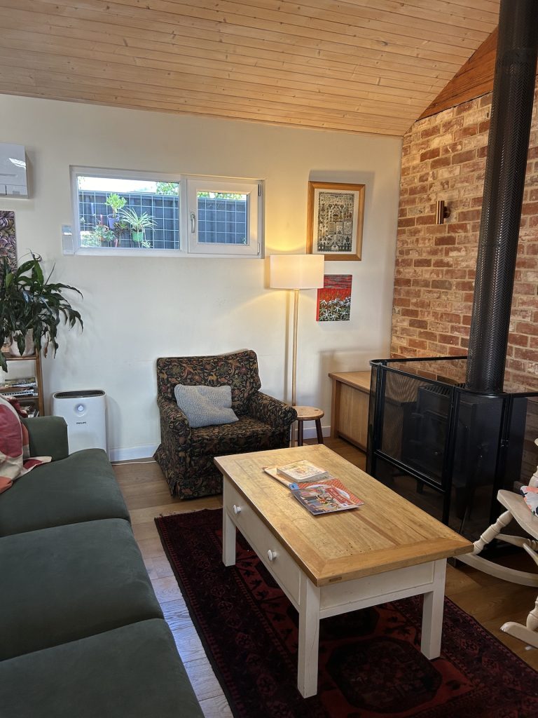 Fireplace and sitting area